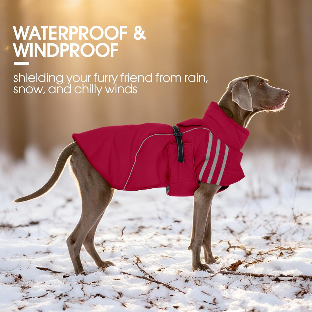 FUAMEY dog winter coat back view with reflective strips improves visibility during evening walks