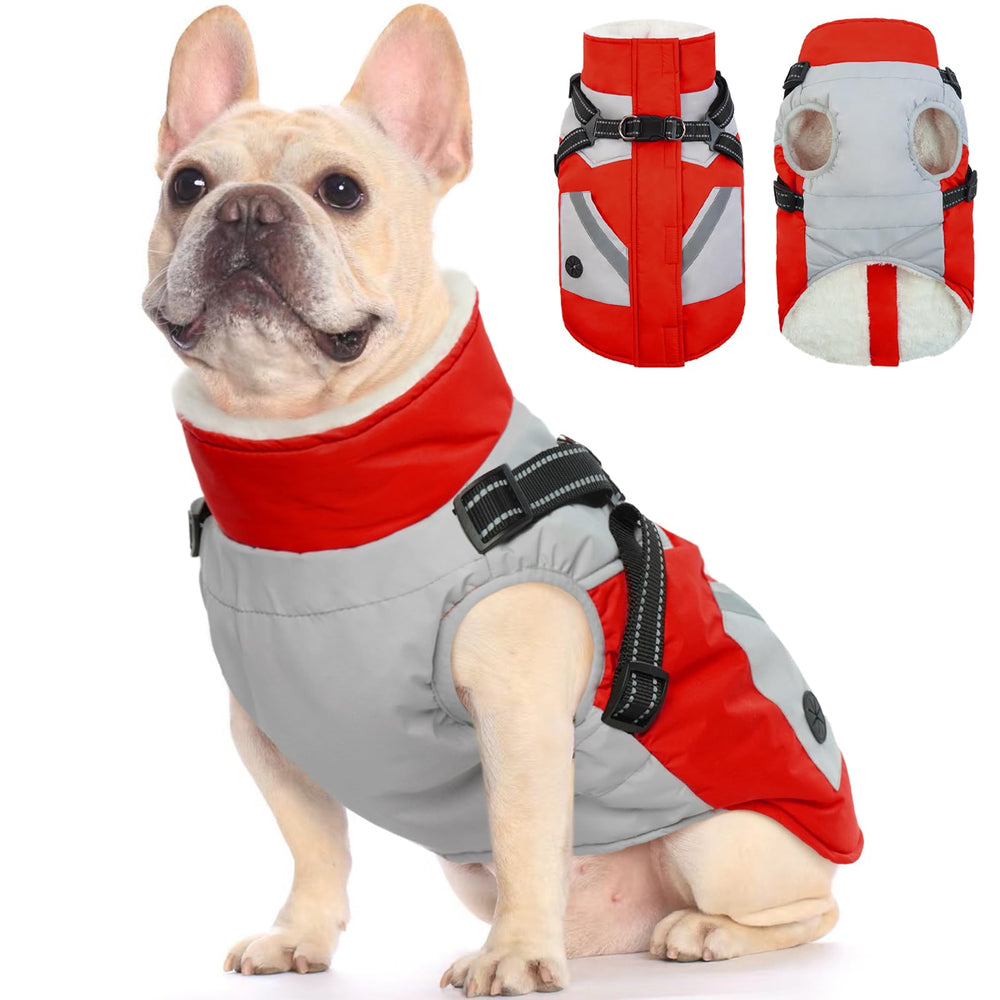 FUAMEY dog winter jacket front view offers snug fit and warmth for outdoor walks