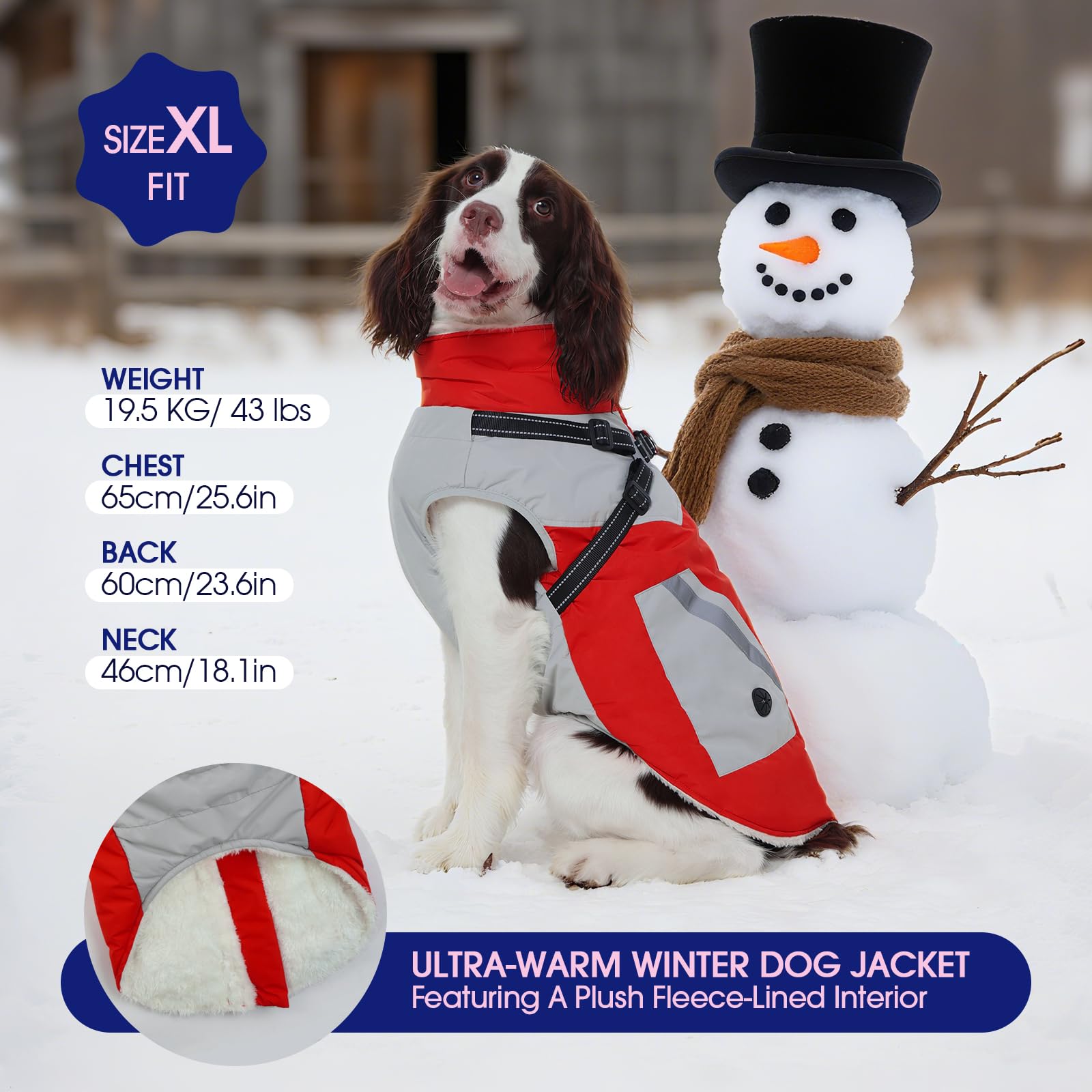 FUAMEY dog winter jacket harness loop illustrates quick leash attachment during strolls