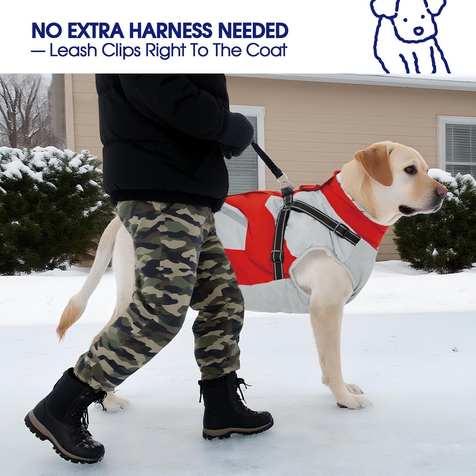 FUAMEY dog winter jacket pocket closeup shows convenient storage.