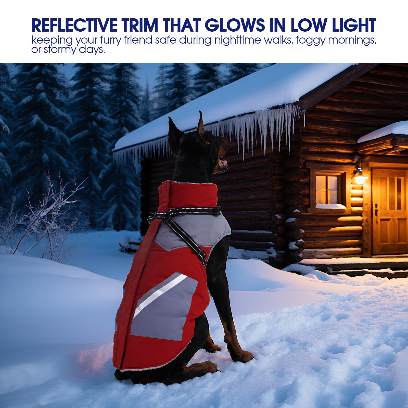 FUAMEY dog winter jacket spacious pockets store treats and essentials during trips