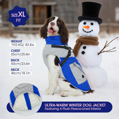 FUAMEY dog winter jacket shows reflective back trim for low-light safety.