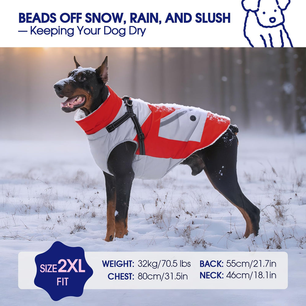 FUAMEY dog winter jacket reflective strips enhance visibility on dawn or dusk walks