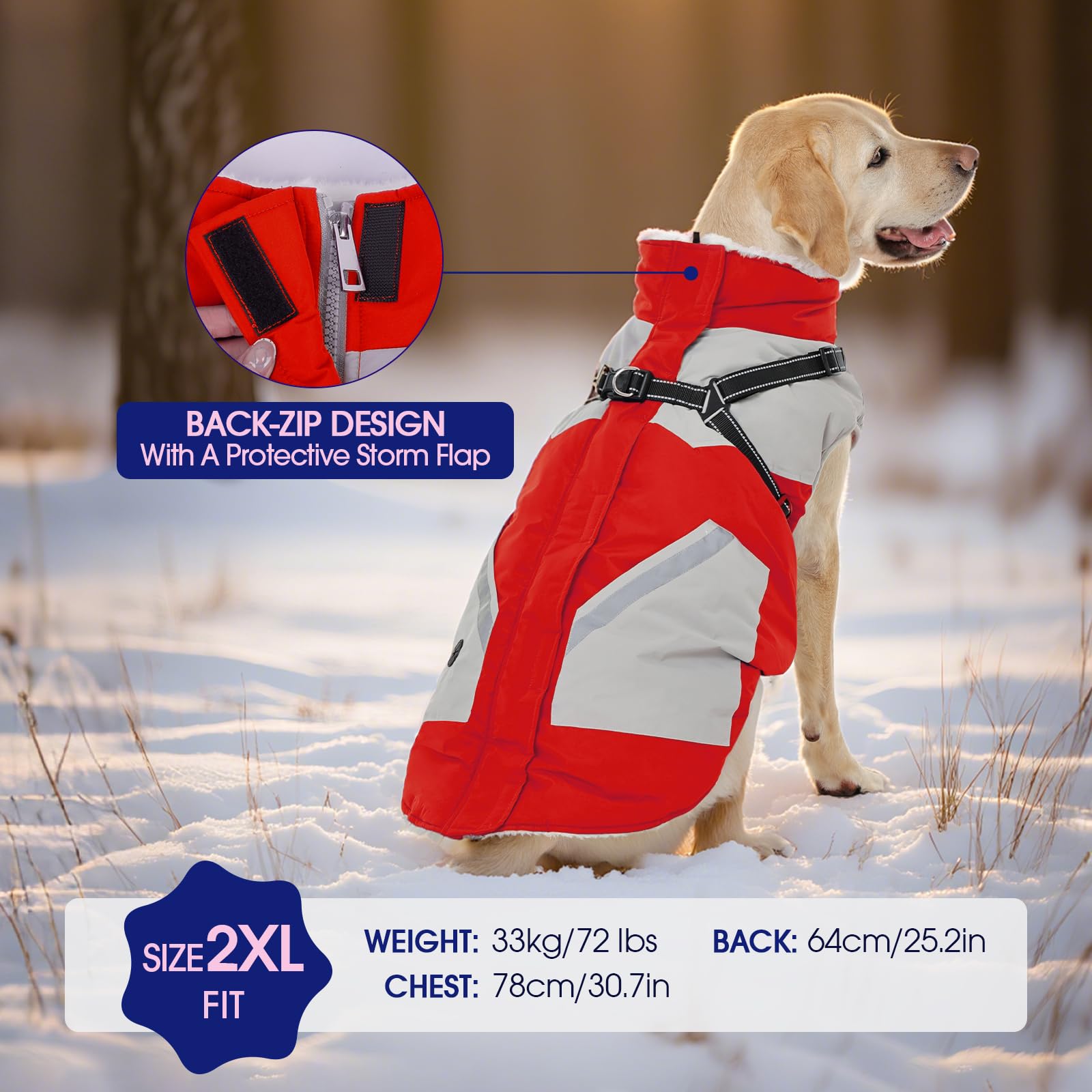 FUAMEY dog winter jacket fleece lining shown for warm, cozy comfort.