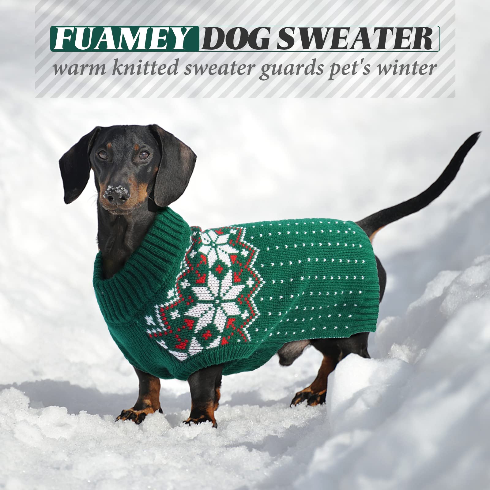 FUAMEY dog winter wear on dog demonstrates size-friendly warmth