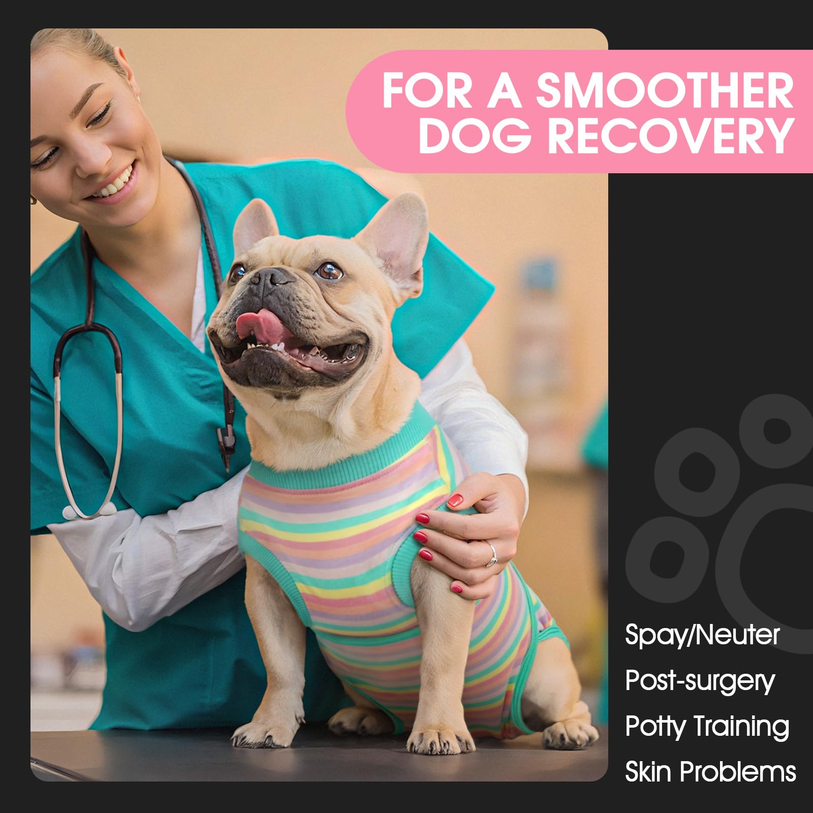 FUAMEY mint-green striped recovery suit focuses on post-op comfort and breathability.