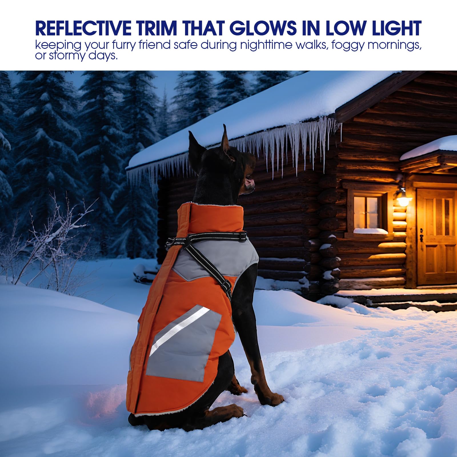 FUAMEY orange coat provides high-visibility for hunting or hiking