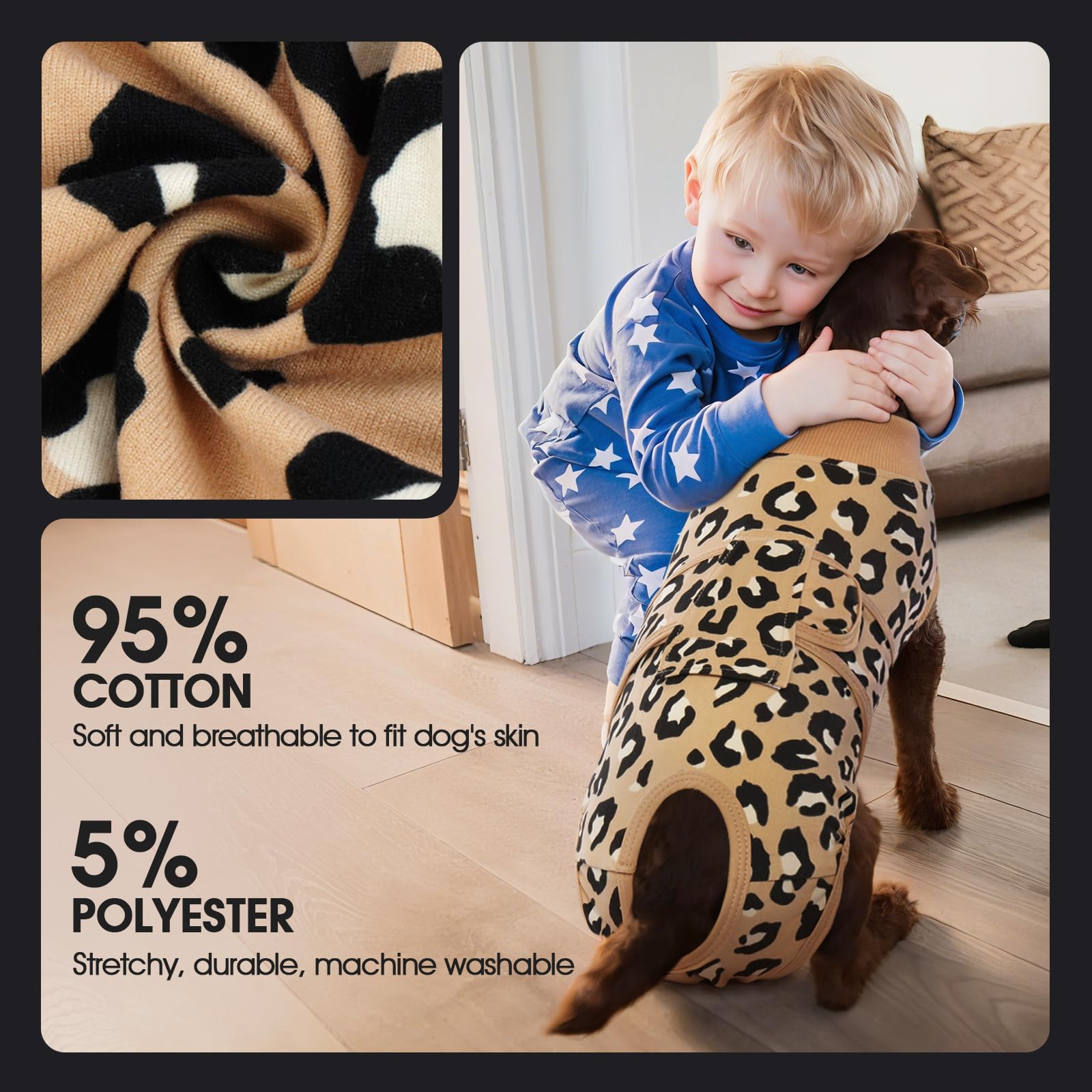 FUAMEY recovery suit keeps dog tidy indoors and outdoors by reducing dirt exposure