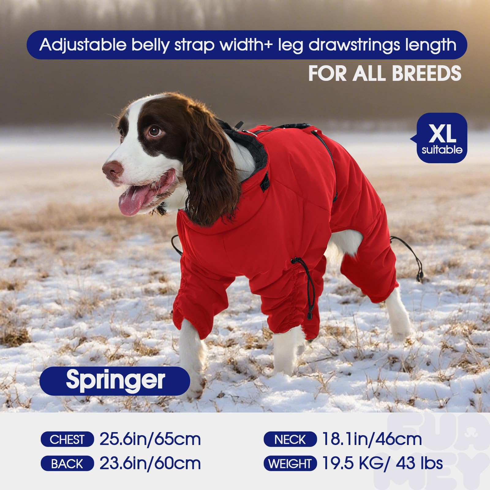 FUAMEY soft fleece lining keeps your dog warm on frosty mornings and evening strolls.