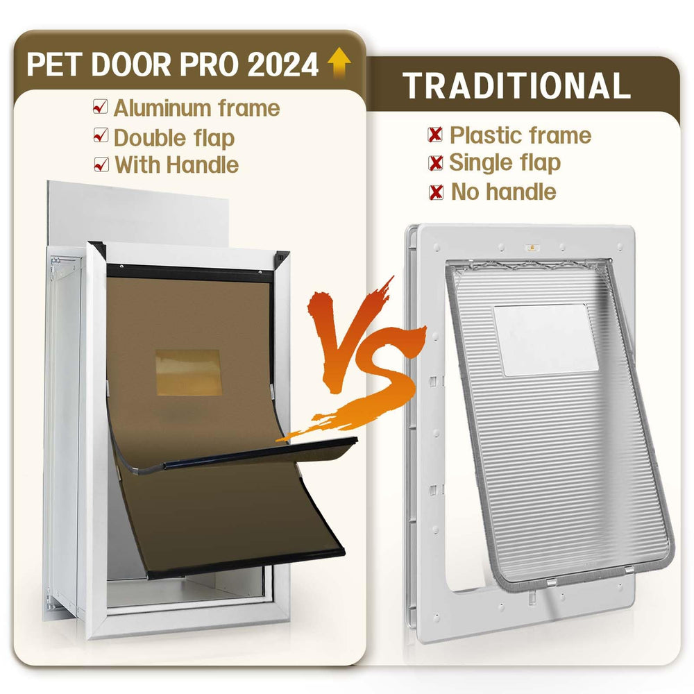 Fuelio XL dog door wall giant breed use image conveys generous passage for large dogs