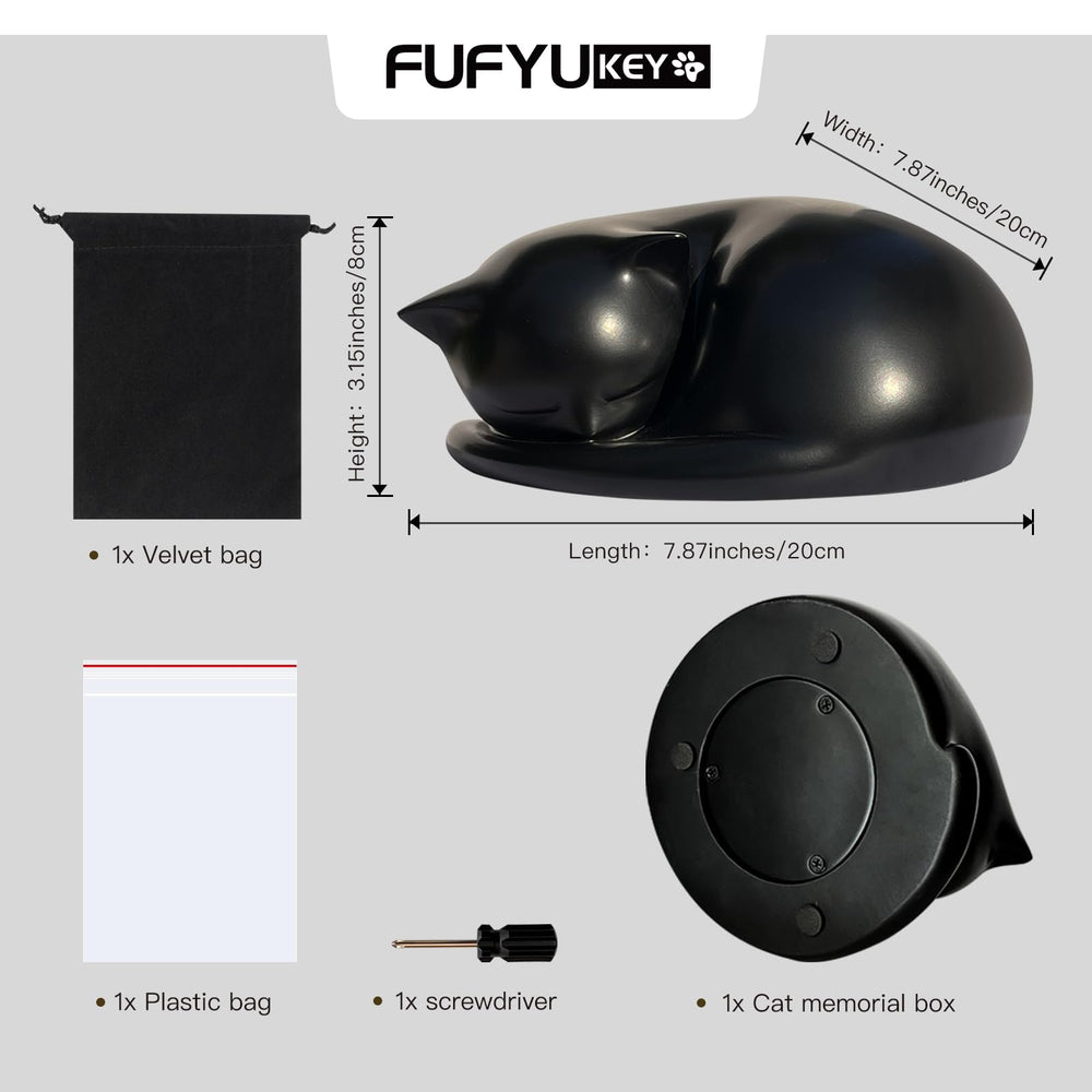 FUFYUKEY cat urn detailed screw-opening, secure sealing for ashes.