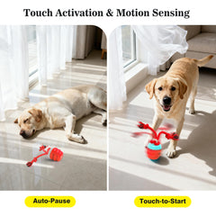 FUGODIWI Smart Interactive Dog Ball emits a squeaky sound during active fetch sessions.