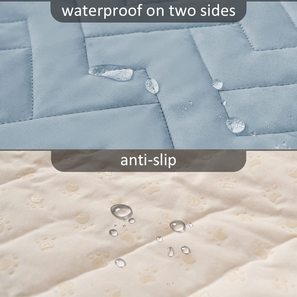 Fuguitex dog bed cover being machine washed; easy-care feature highlighted.