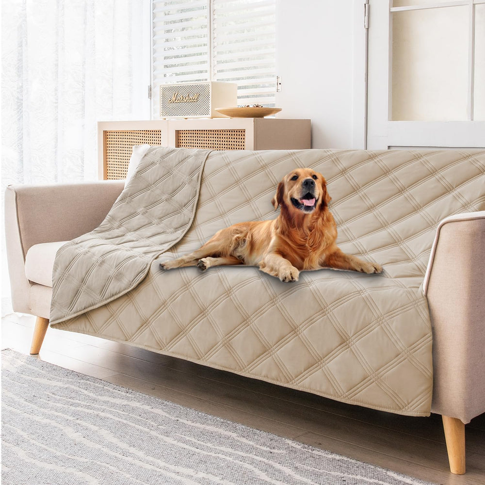 Fuguitex couch protector protecting furniture from fur, dirt, and accidents.