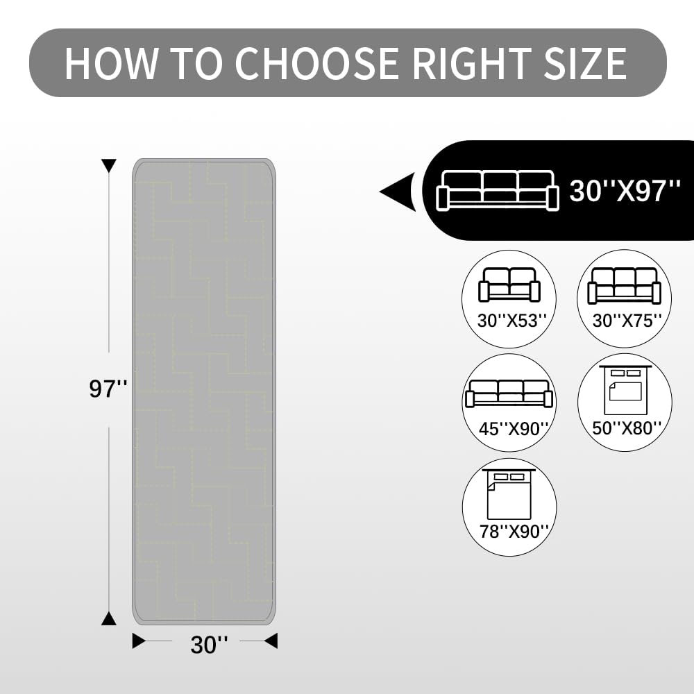 fuguitex multi-size options chart shows six fit sizes for sofas and beds
