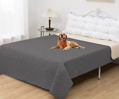 Fuguitex waterproof dog bed cover on sofa protects furniture from spills