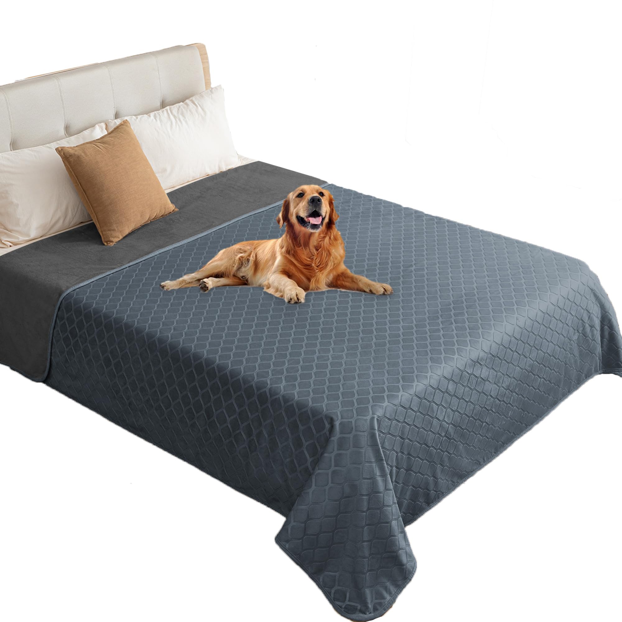 Fuguitex waterproof dog blanket bed cover protects furniture from spills and messes.