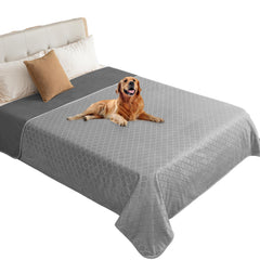 Fuguitex waterproof dog blanket cover 82x102 in light grey protecting furniture.