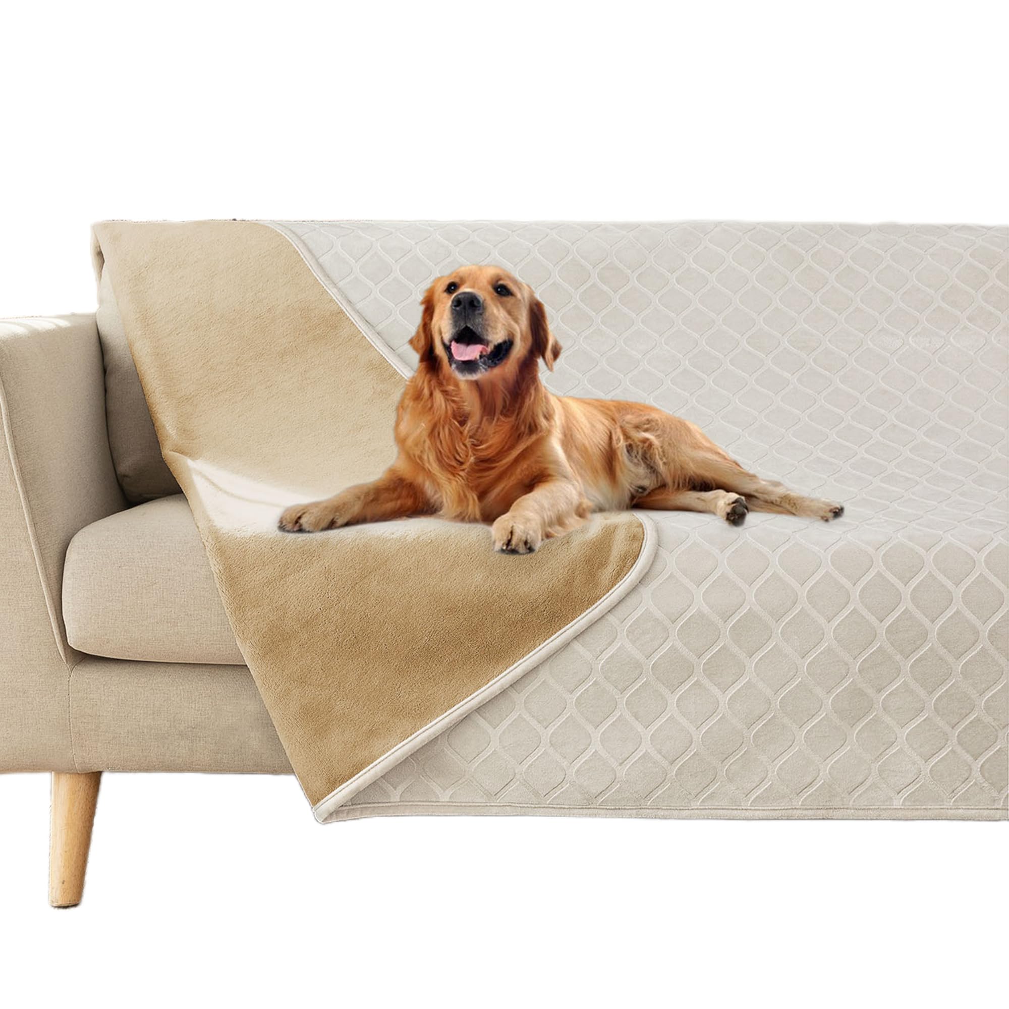 fuguitex waterproof dog blanket cream closeup highlights durable protection for furniture