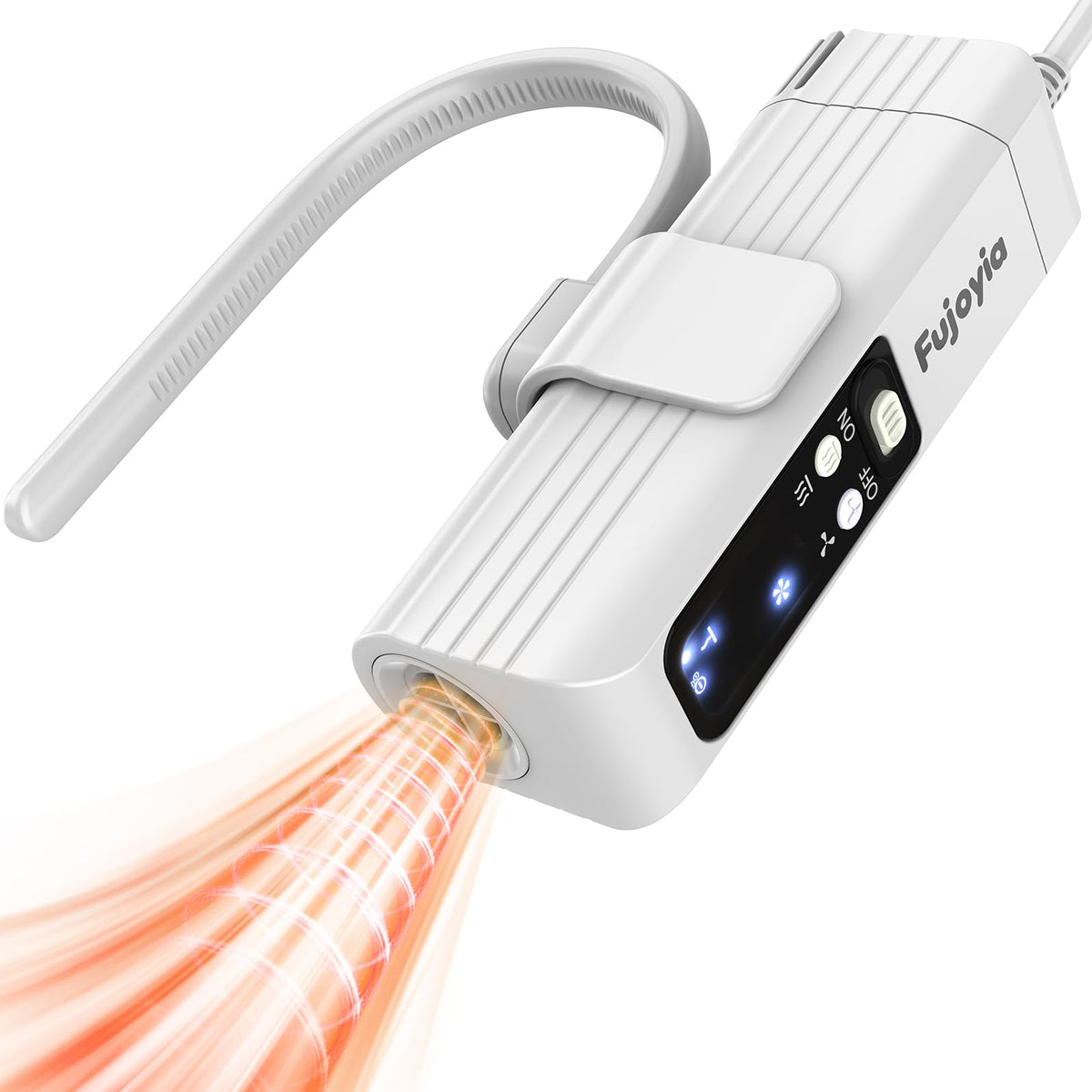 Fujoyia Pet Hair Dryer with hanging strap enables hands-free grooming for calmer sessions.