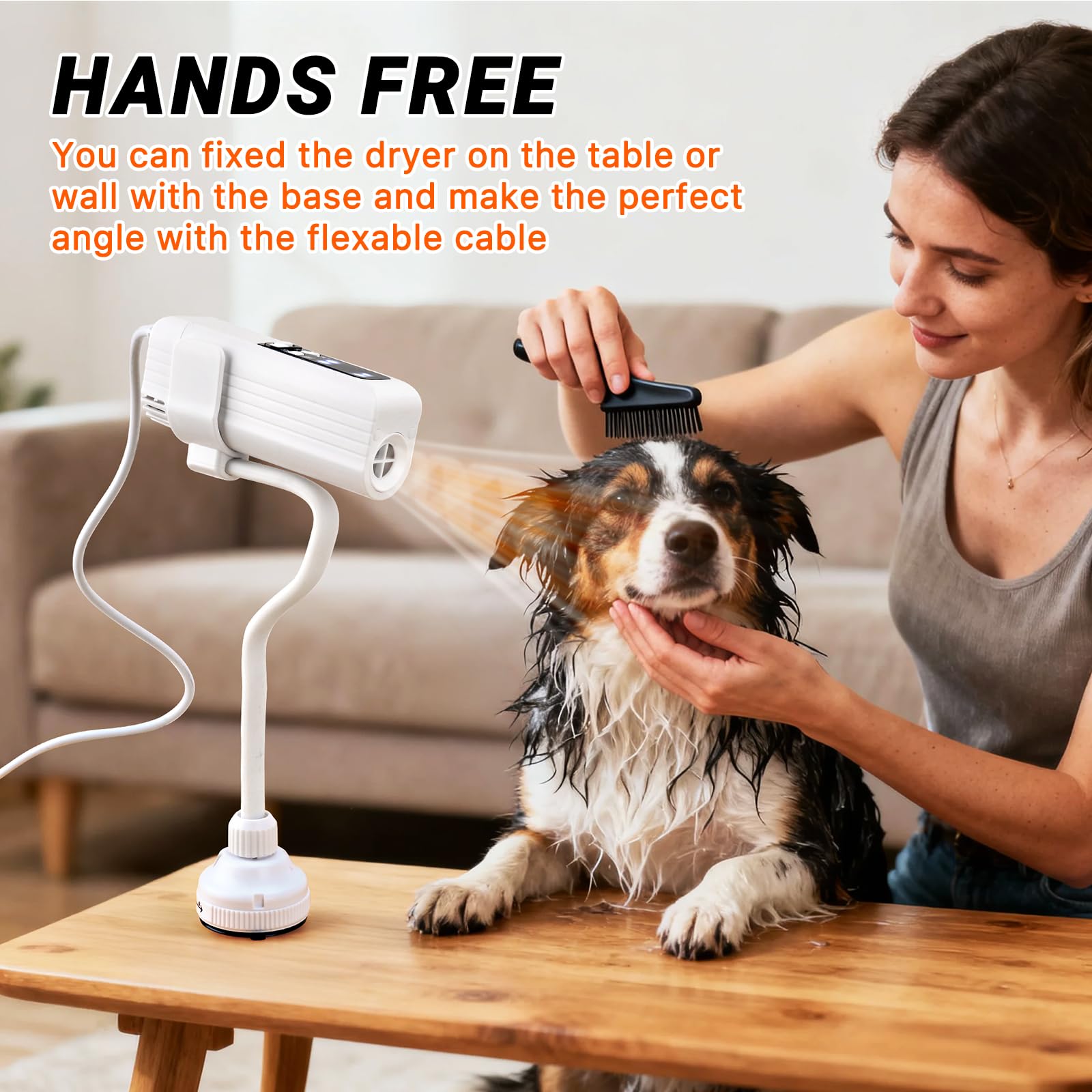 Fujoyia Pet Hair Dryer with negative ions reduces static and smooths coats.