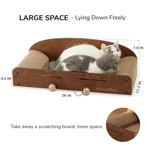 FUKUMARU caramel-color cat scratcher lounge bed blends with home decor.