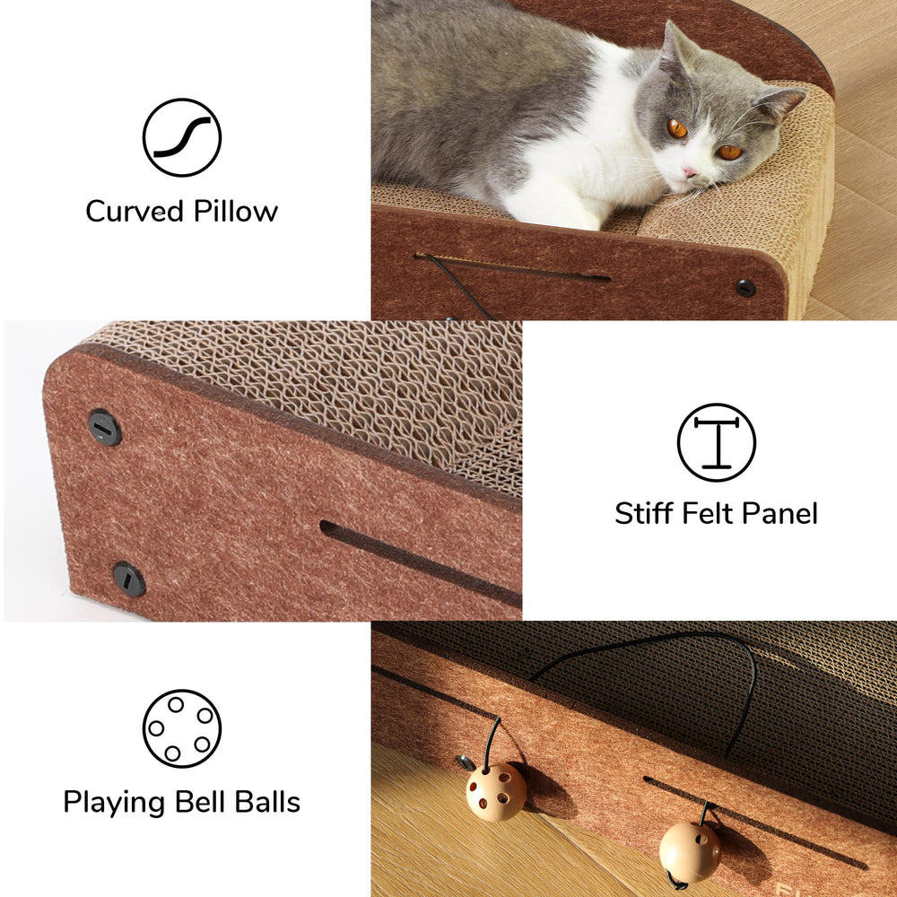 FUKUMARU 26in cat lounge bed shows semi-enclosed comfort for cozy naps.