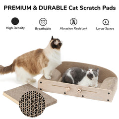 FUKUMARU 26in cat scratcher lounge bed open-lounge view emphasizes semi-enclosed design.