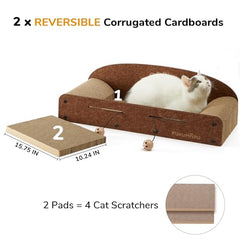 FUKUMARU cat scratcher lounge bed tilted view demonstrates immersive nap space.