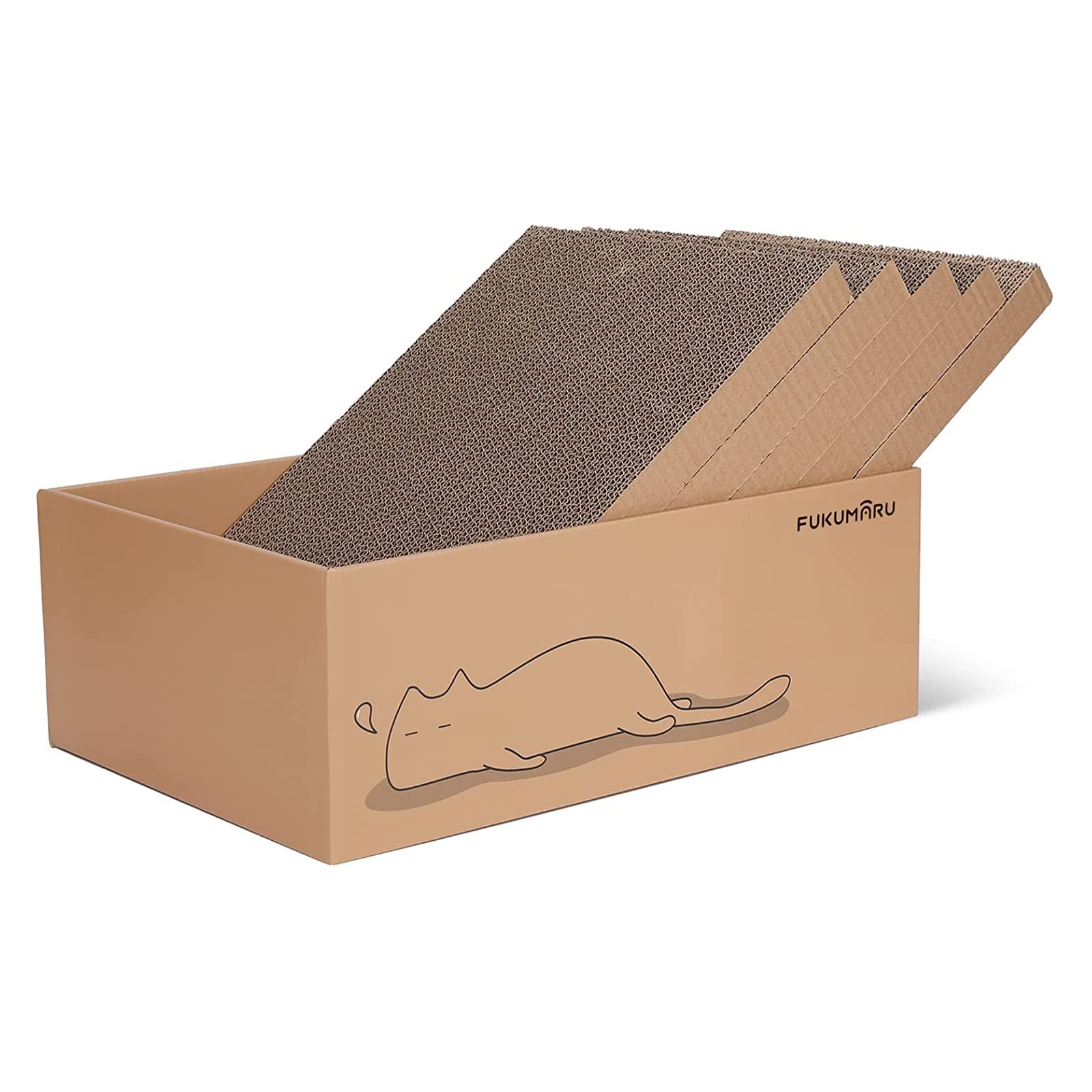 FUKUMARU 5-piece wider cat scratchers box for lounging and scratching