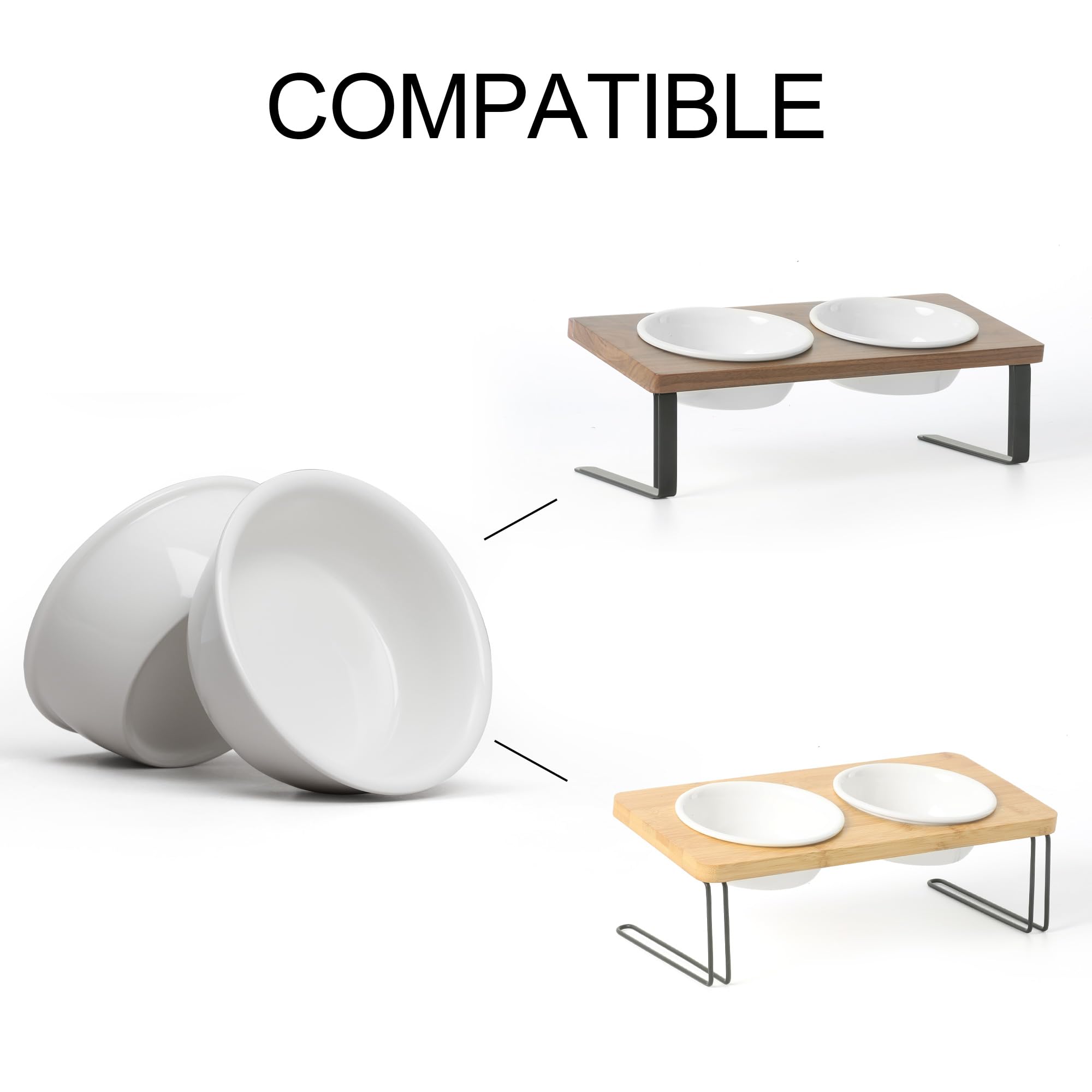 FUKUMARU bamboo holder with ceramic bowls, waterproof varnish for durability