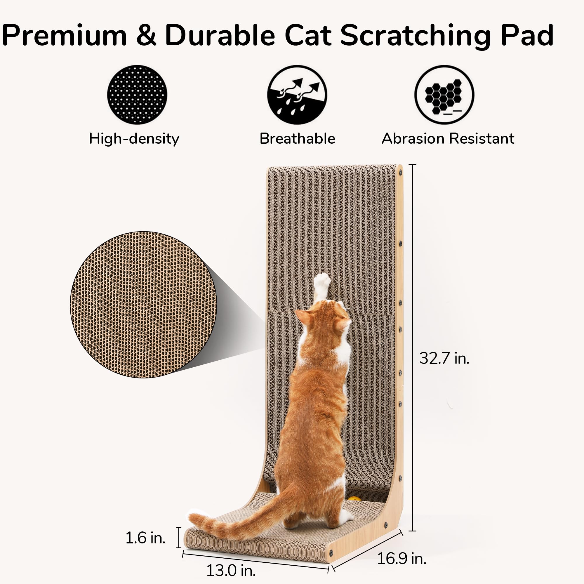 FUKUMARU cardboard material close-up highlights eco-friendly, safe scratching surface