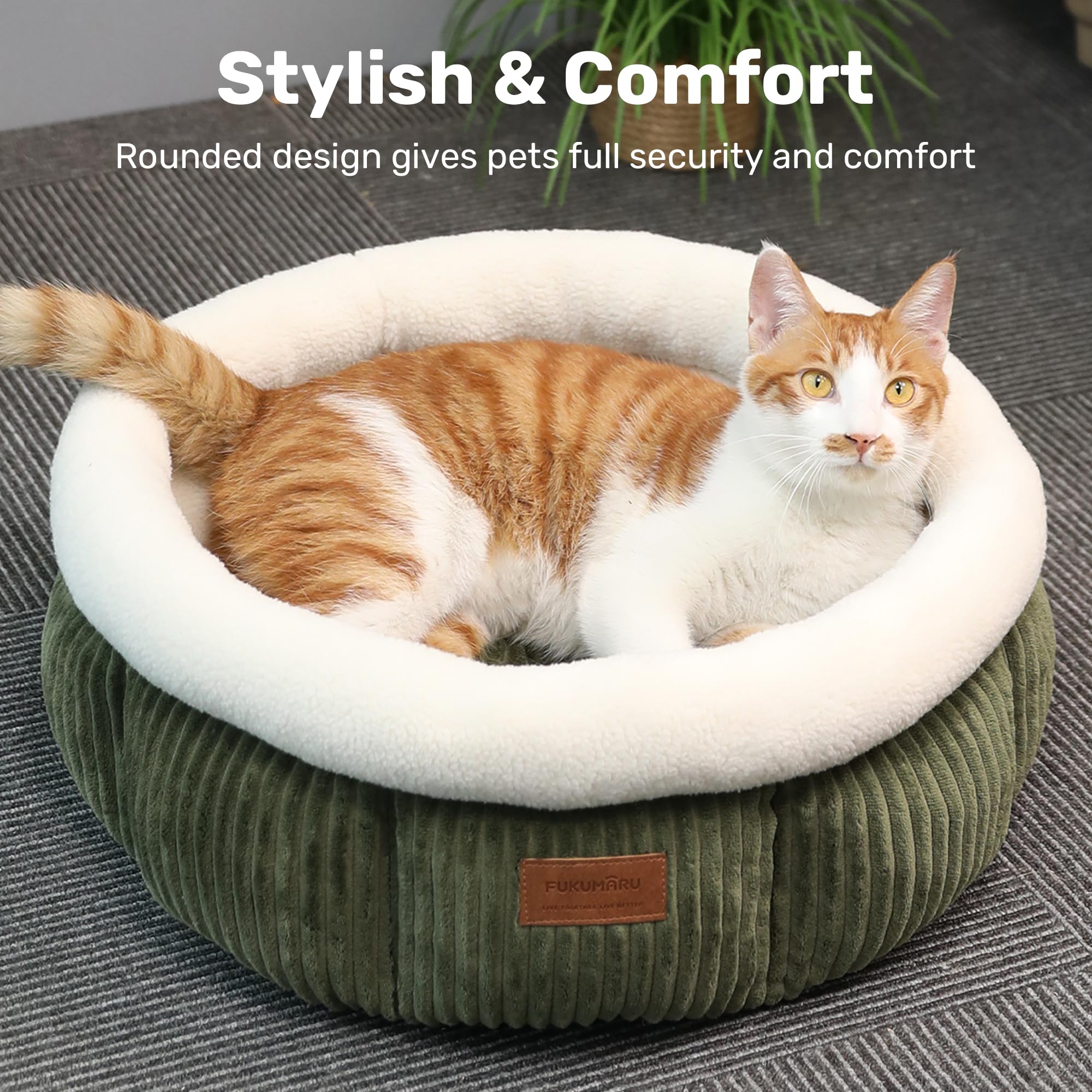 FUKUMARU cat bed corduroy closeup texture highlights soft fabric