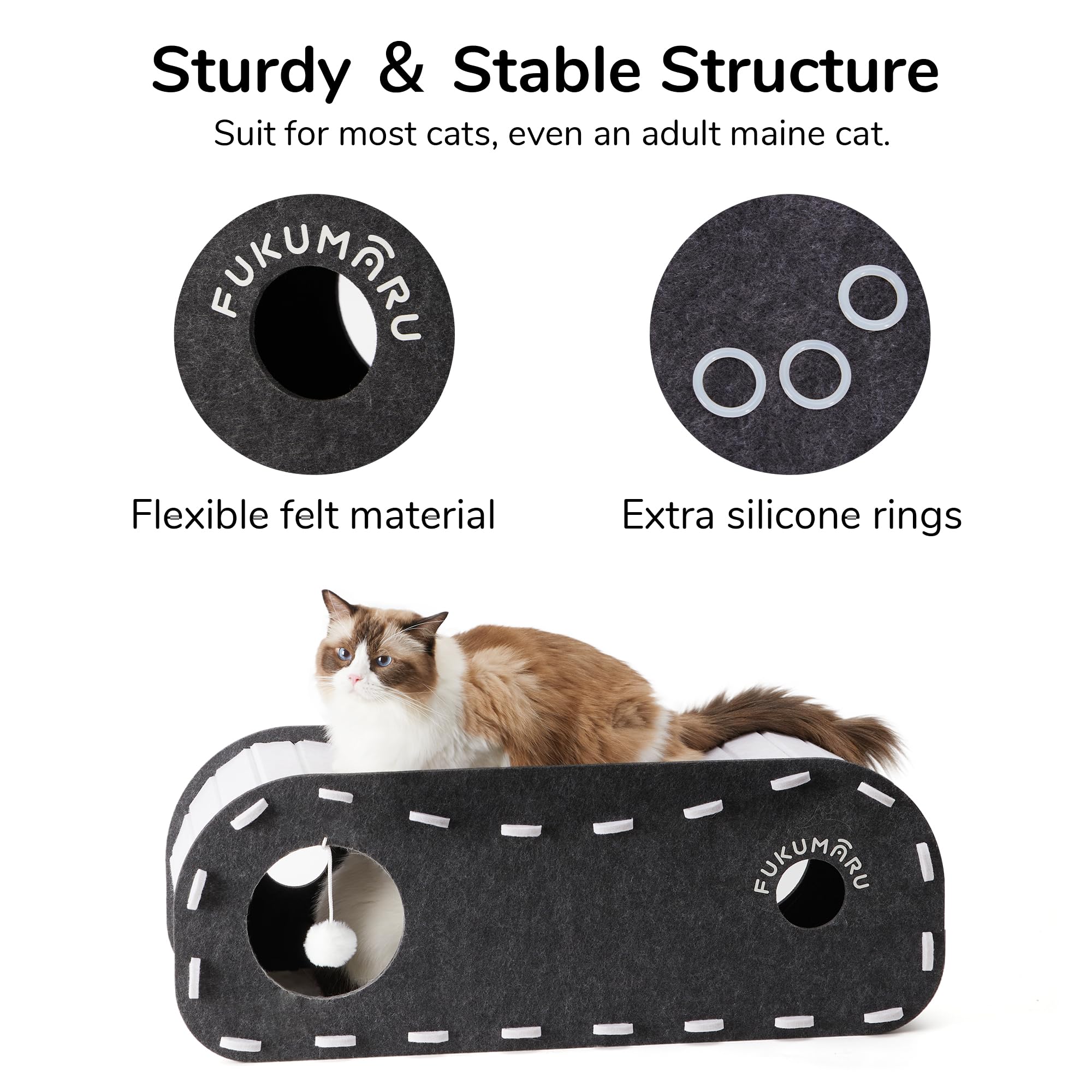 FUKUMARU cat bed fluffy ball hanging grey adds interactive play.