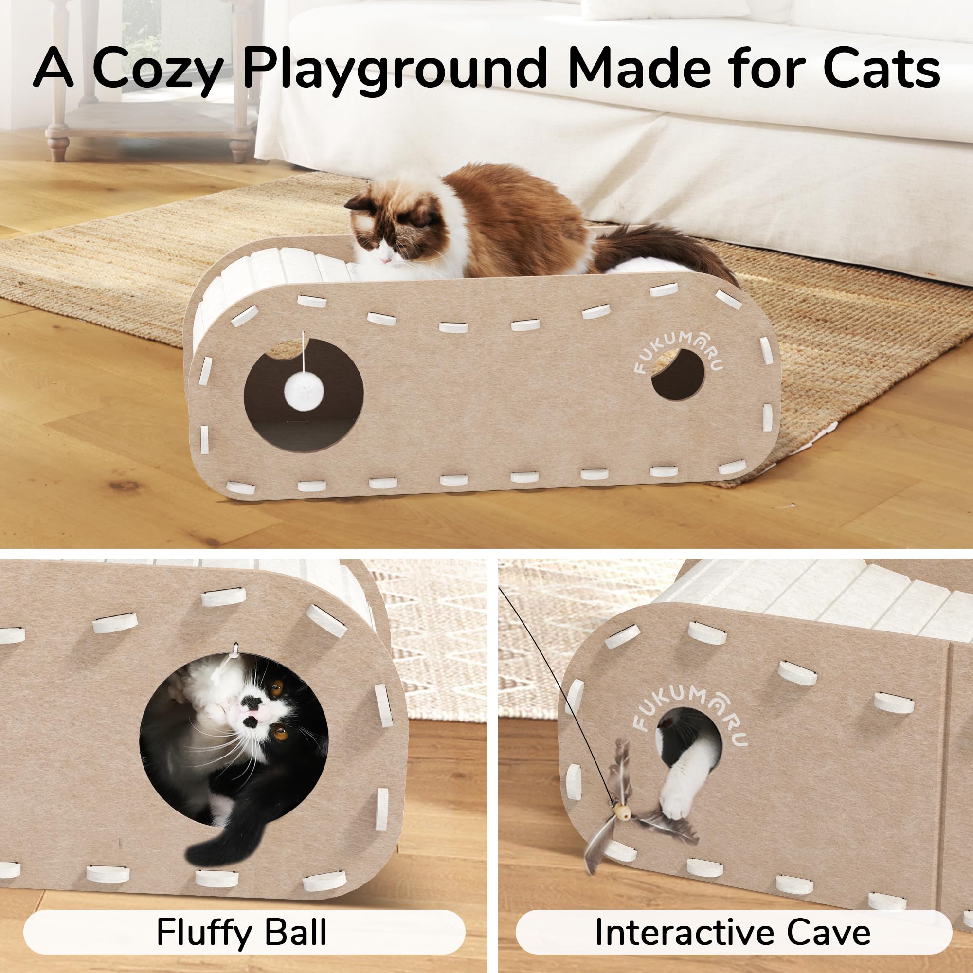 FUKUMARU cat bed hanging ball highlights interactive play for cats.