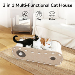 FUKUMARU cat bed lower cave shows a private hideout for quiet retreats.