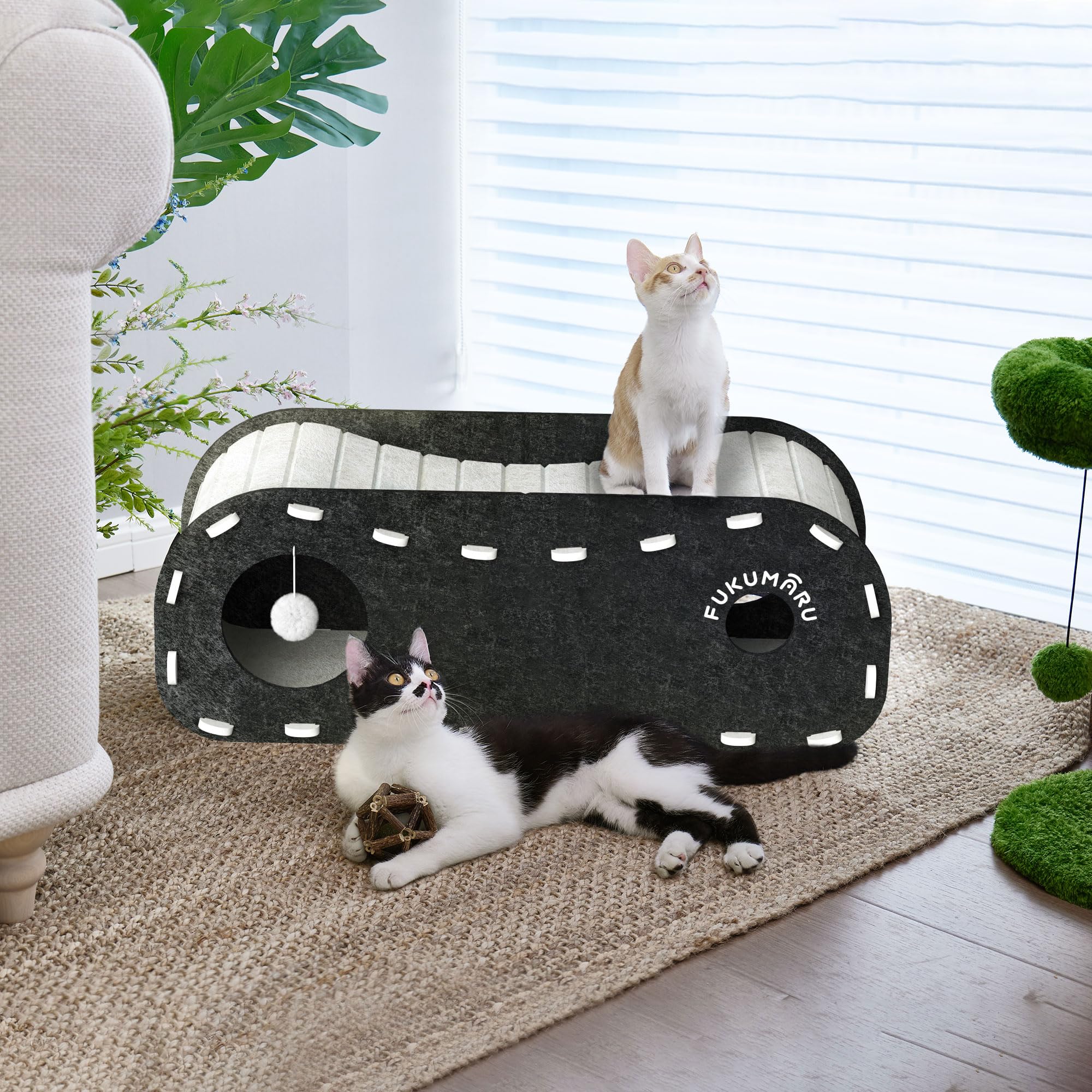 FUKUMARU cat bed multi-pet cozy grey fits apartments.