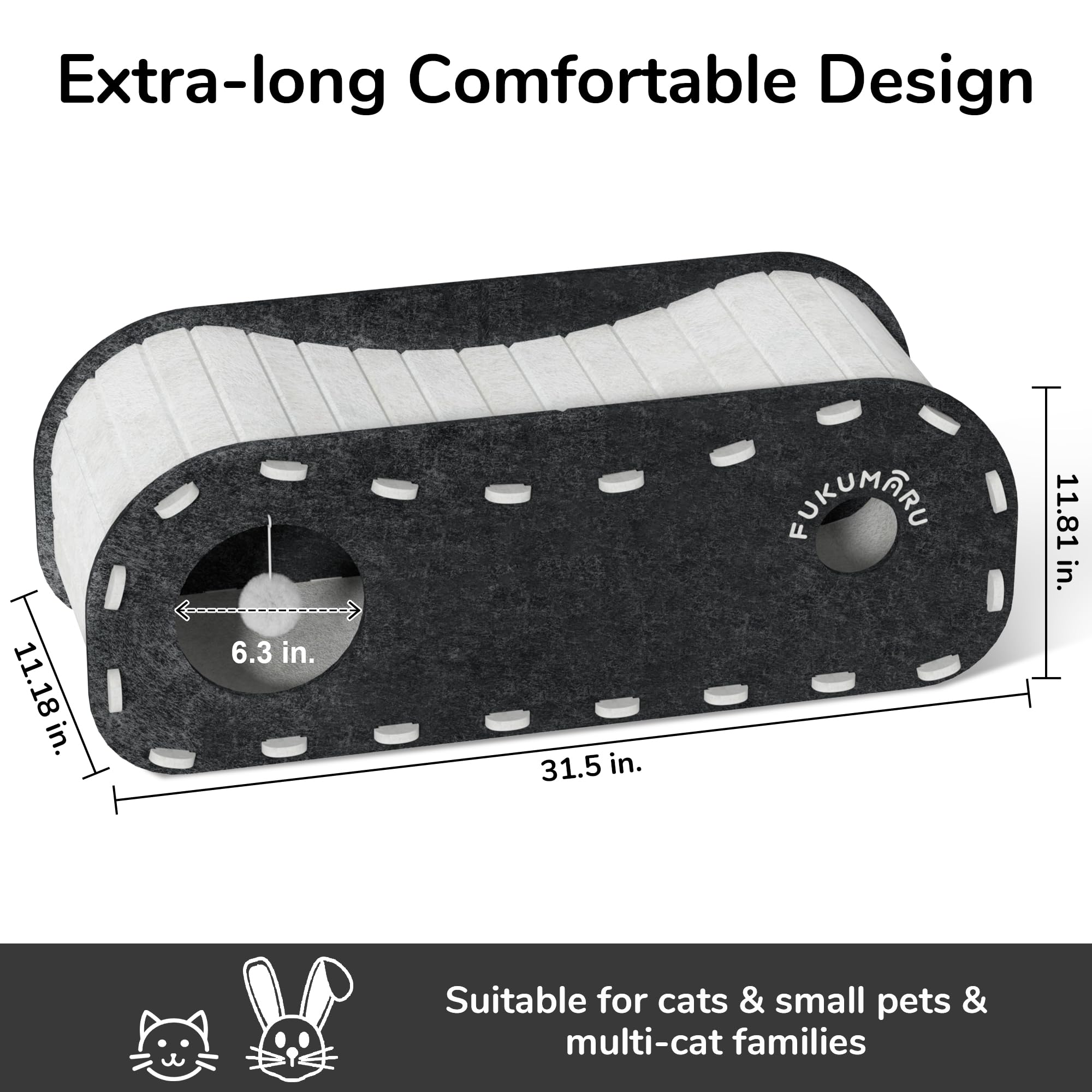 FUKUMARU cat bed tunnel assembly grey shows quick setup and flexible space.