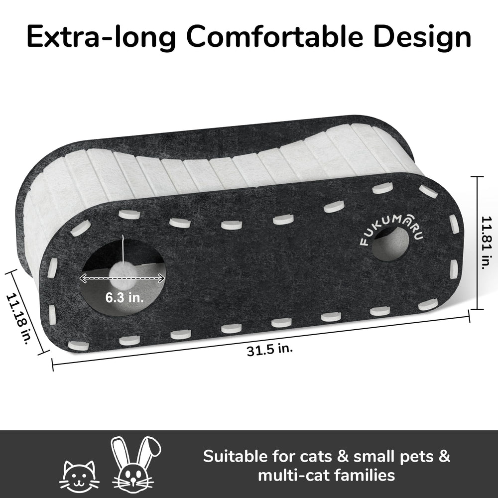 FUKUMARU cat bed tunnel assembly grey shows quick setup and flexible space.