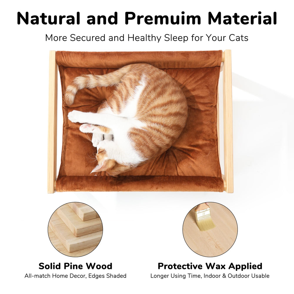 FUKUMARU wooden hammock frame supports pets up to 40 lbs with stability
