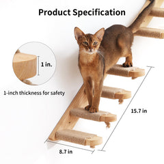 FUKUMARU Cat Climbing Shelf wood texture close-up highlights natural material and durable build.