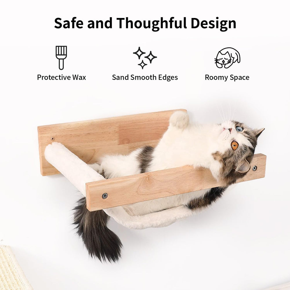 FUKUMARU cat hammock wall-mounted side view emphasizes space-saving design for small rooms.