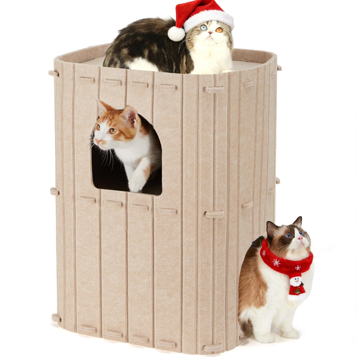 FUKUMARU Cat House indoor cats 2-storey large bed view, inviting napping and play.