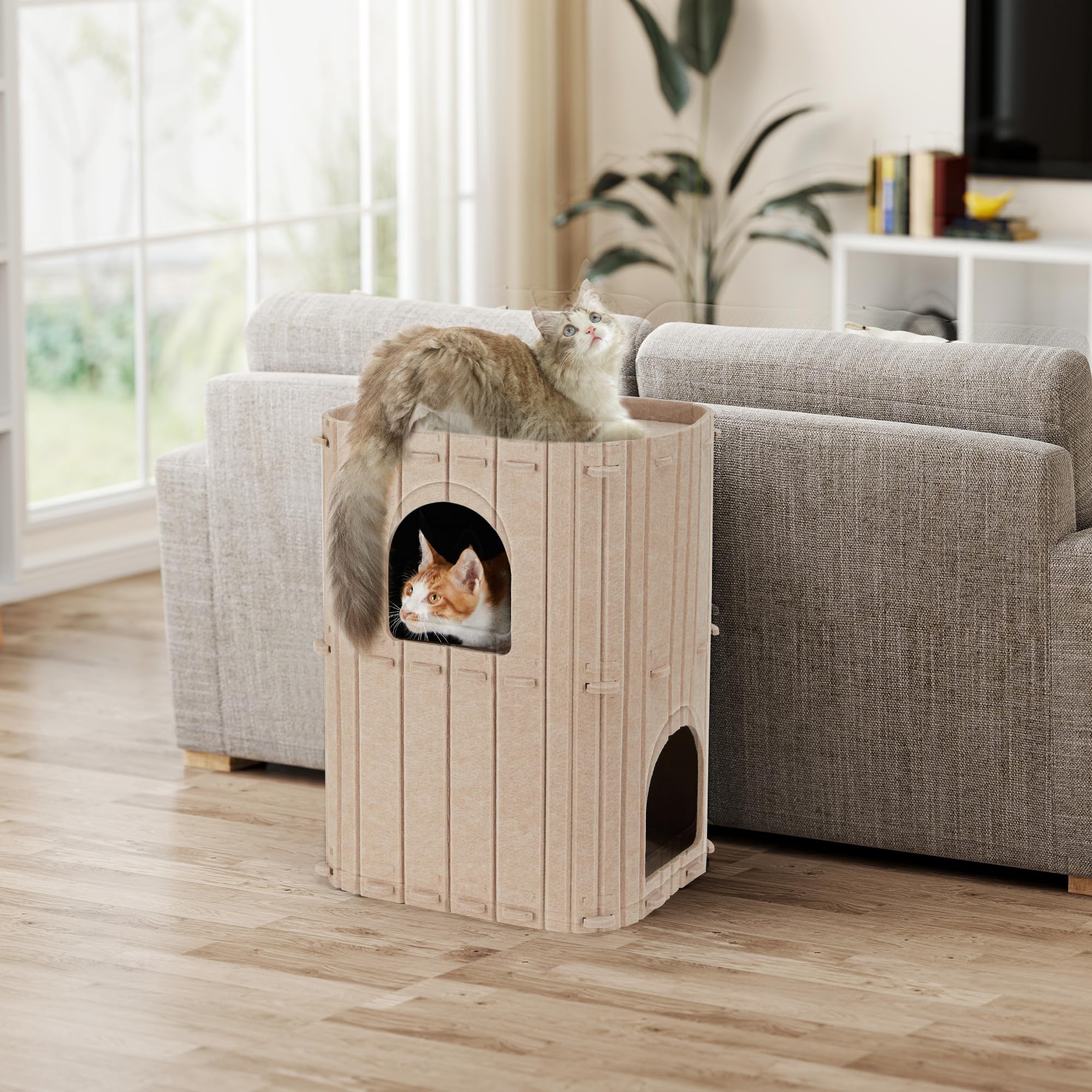 FUKUMARU Cat House sturdy structure supports up to 22 pounds.