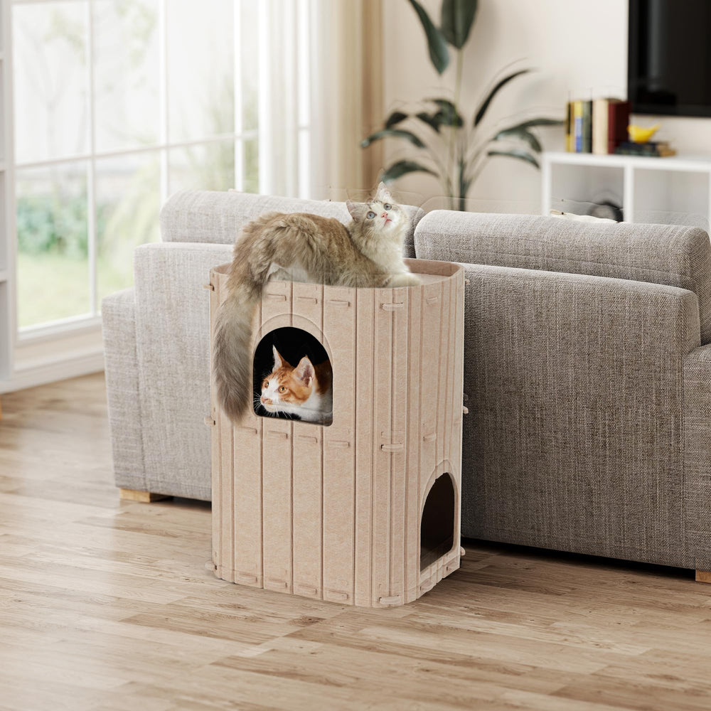 FUKUMARU Cat House sturdy structure supports up to 22 pounds.
