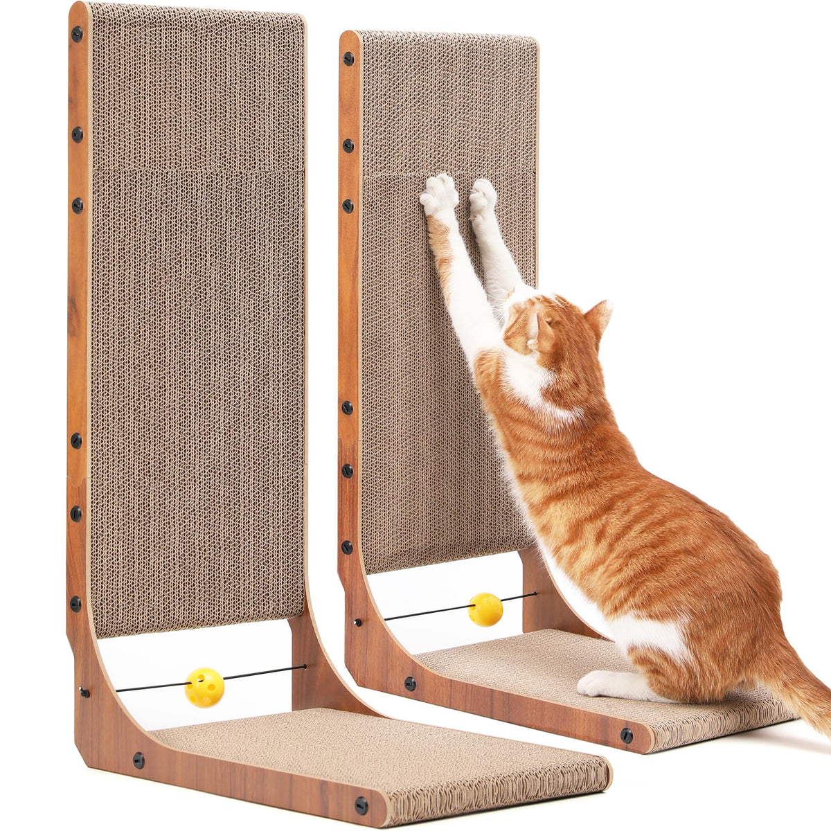 FUKUMARU Cat Scratcher two-pack on wall, space-saving vertical scratching
