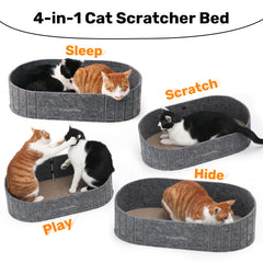 FUKUMARU cat scratcher couch bed overview features four in one function for scratching and resting