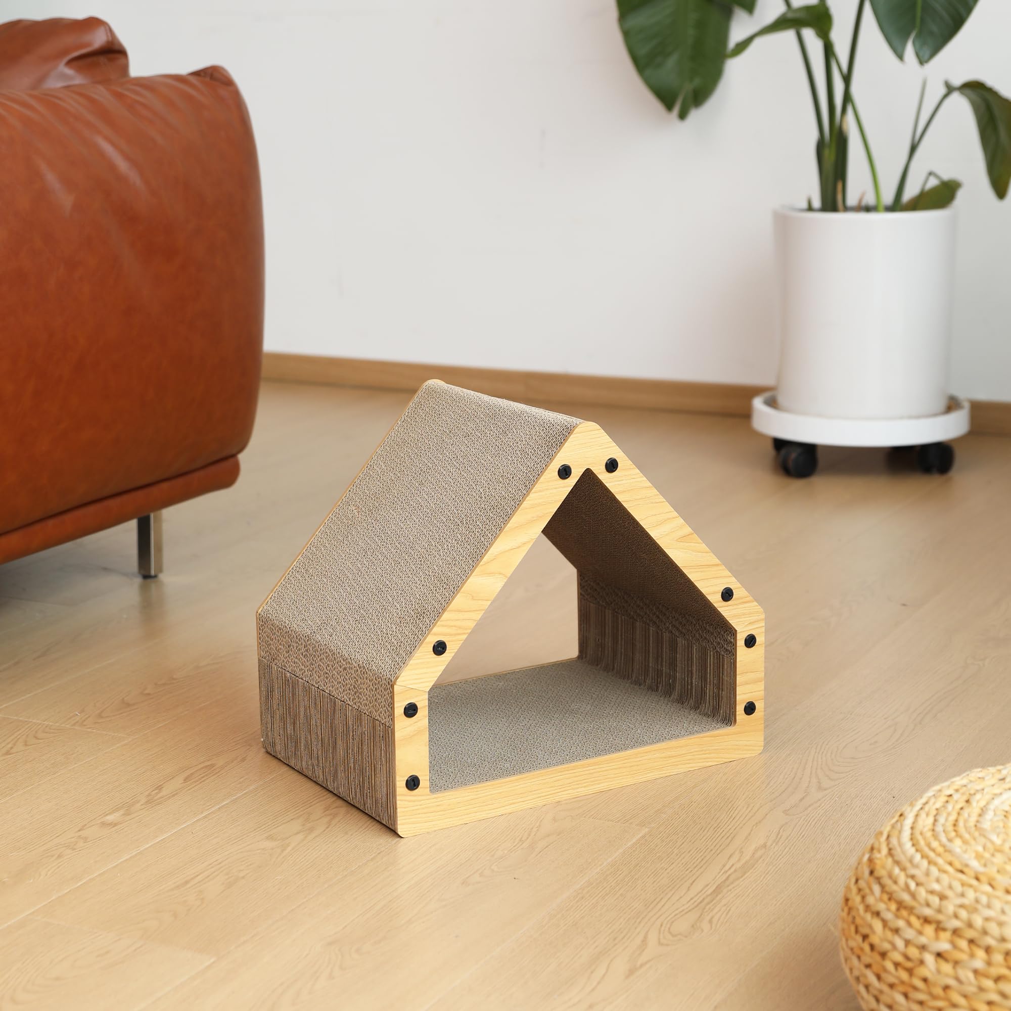 FUKUMARU cat scratcher house eco-friendly cardboard keeps furniture safe and sustainable.