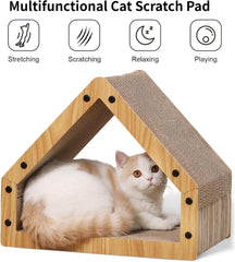 FUKUMARU cat scratcher house multi-use design doubles as tunnel for play and rest.