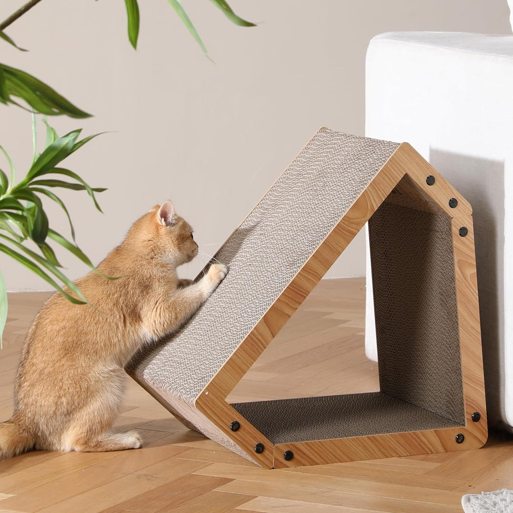 FUKUMARU cat scratcher house tunnel use encourages active climbing and social play.